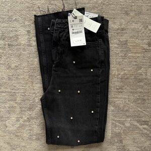 Zara High Rise Jewel Embellished Jeans